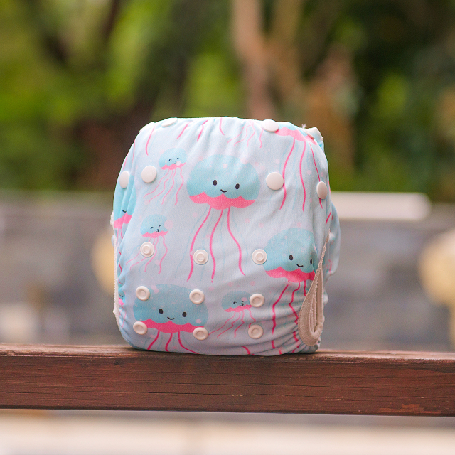 ALVABABY One Size Positioning Printed Swim Diaper -Jellyfish (DYK60A)
