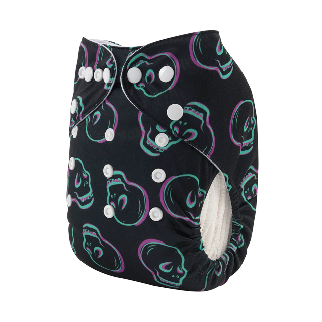ALVABABY One Size Print Pocket Cloth Diaper- skull (H401A)