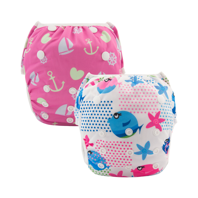 (All packs)ALVABABY 2PCS Printed Swim Diapers