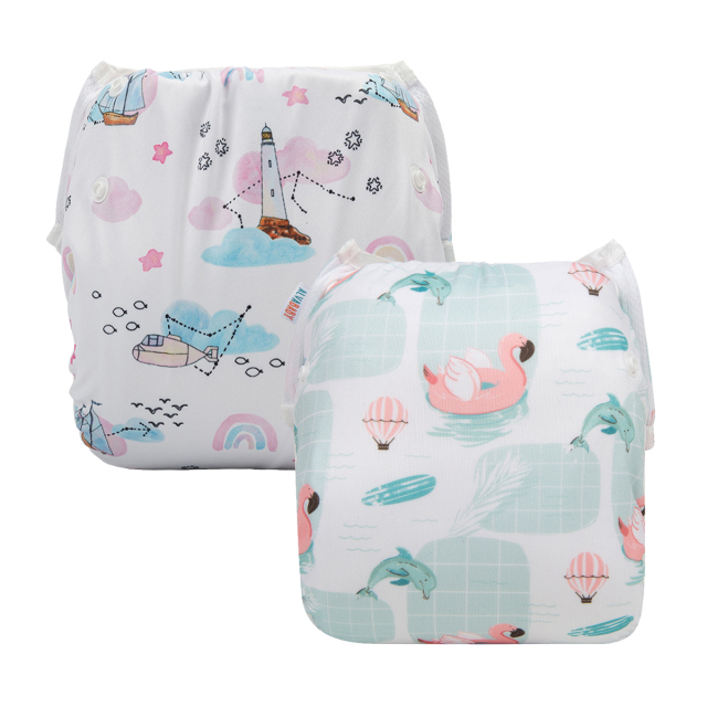 (All packs)ALVABABY 2PCS Printed Swim Diapers