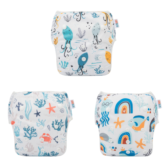 (All packs)ALVABABY 2PCS Printed Swim Diapers