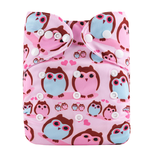 ALVABABY One Size Positioning Printed Cloth Diaper-Owl(YDP150A)