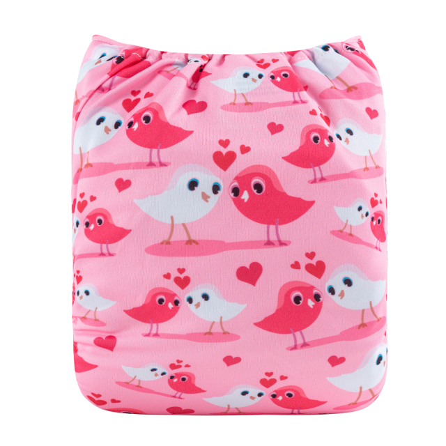 ALVABABY One Size Positioning Printed Cloth Diaper-Birds(YDP151A)