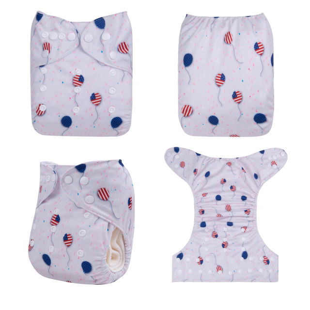 ALVABABY One Size Positioning Printed Cloth Diaper-Balloon(YDP156A)