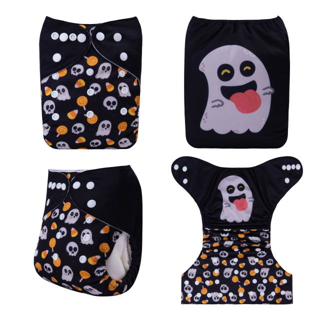 ALVABABY Halloween One Size Positioning Printed Cloth Diaper -(QD65A)