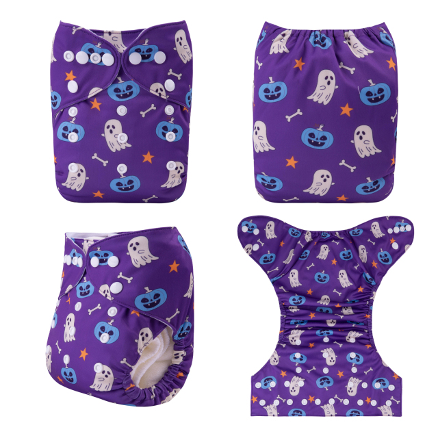 ALVABABY Halloween One Size Positioning Printed Cloth Diaper -(QD69A)