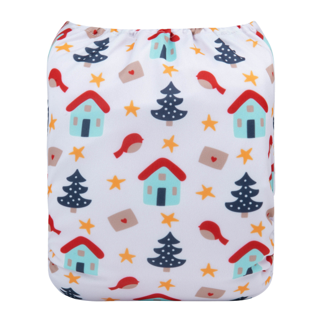 ALVABABY Christmas One Size Positioning Printed Cloth Diaper -(QD77A)