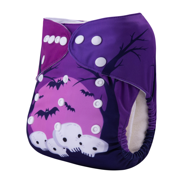ALVABABY Halloween One Size Positioning Printed Cloth Diaper -(QD66A)