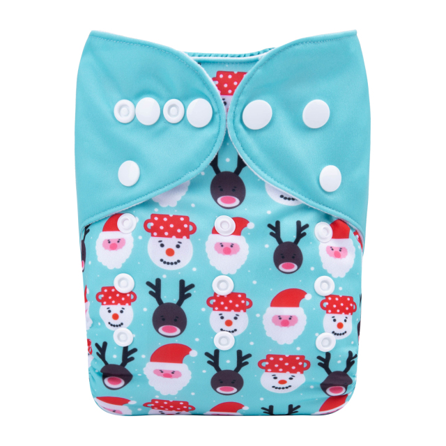 ALVABABY Christmas One Size Positioning Printed Cloth Diaper -(QD75A)