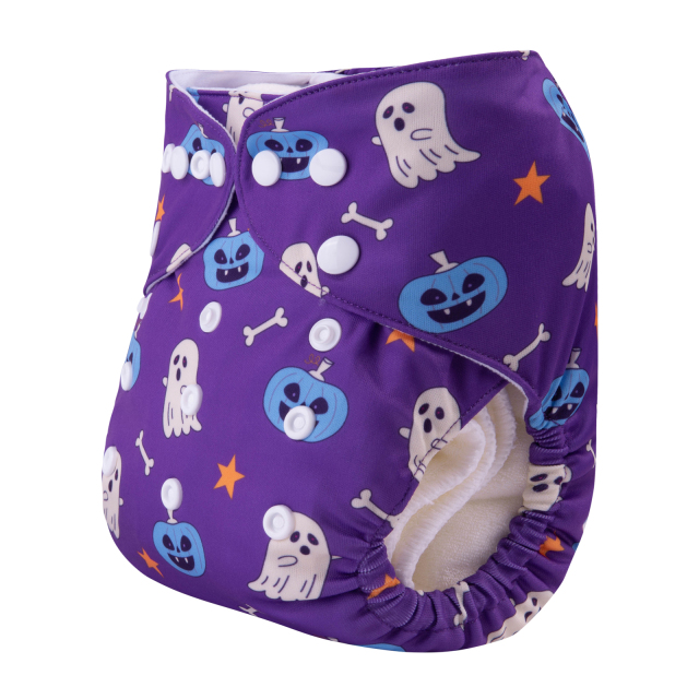 ALVABABY Halloween One Size Positioning Printed Cloth Diaper -(QD69A)