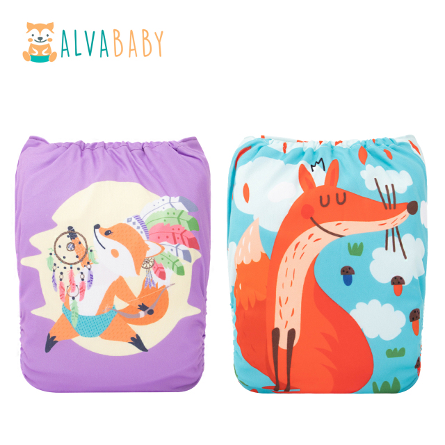 (All Packs)ALVABABY 2PCS Diapers with 2 Microfiber inserts