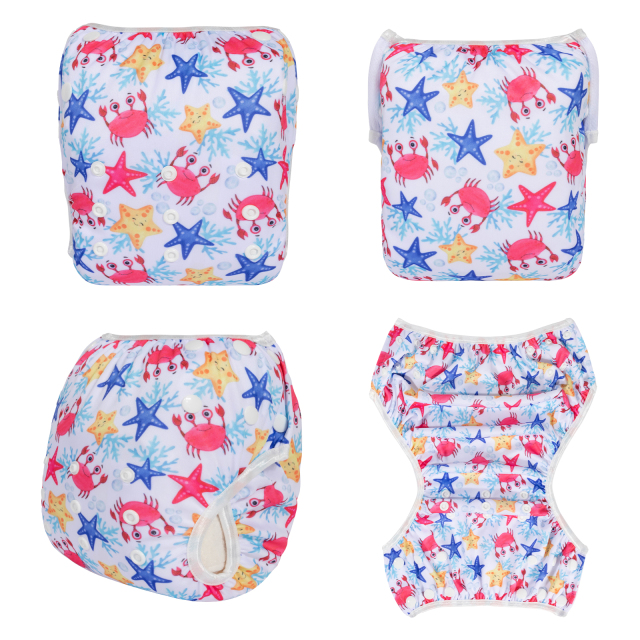 ALVABABY Big Size Printed Swim Diaper-Crab and stars (ZSW-BS03A)