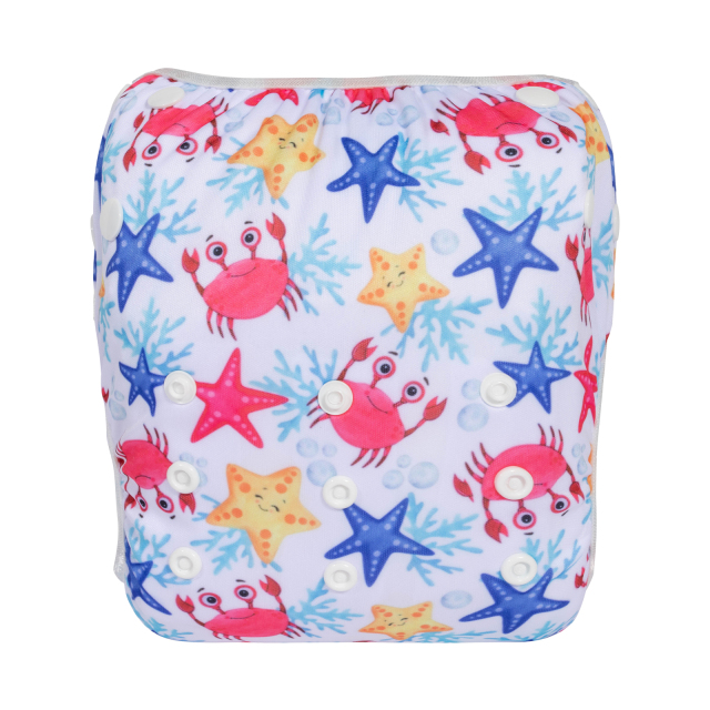 ALVABABY Big Size Printed Swim Diaper-Crab and stars (ZSW-BS03A)
