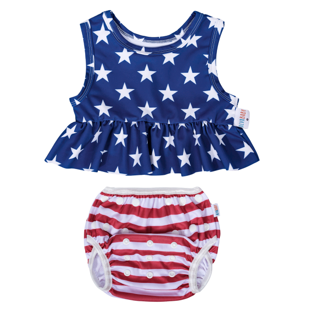 ALVABABY Toddler Baby Girl Summer Swim Suit, Infant Bathing Suit Swimwear Sleeveless,Tankini Swimwear (09)-Leaves and Fish