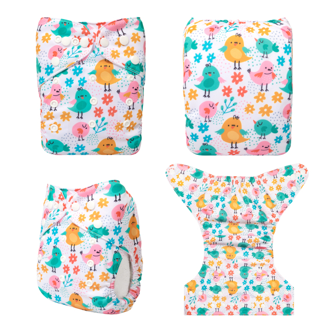 ALVABABY One Size Positioning Printed Cloth Diaper-(YDP205A)