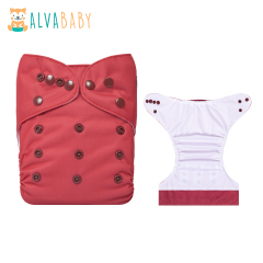 ALVABABY AWJ Lining Cloth Diaper with Tummy Panel for Babies -Red(WJT-B36A)