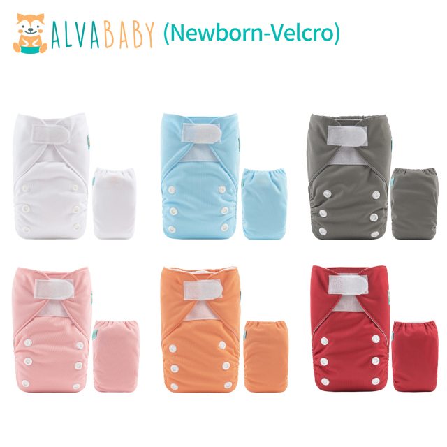 (All Packs)ALVABABY 6PCS NEWBORN Diapers with 6 Microfiber inserts