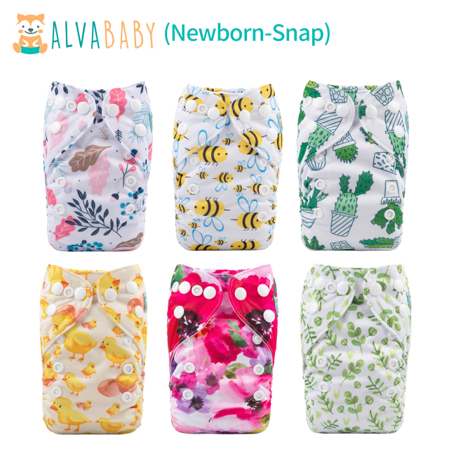 (All Packs)ALVABABY 6PCS NEWBORN Diapers with 6 Microfiber inserts