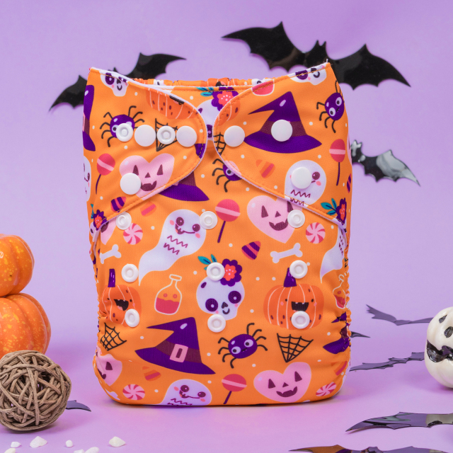 ALVABABY Halloween One Size Positioning Printed Cloth Diaper -(QD80A)