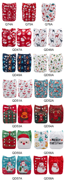 ALVABABY Christmas One Size  Printed Cloth Diaper