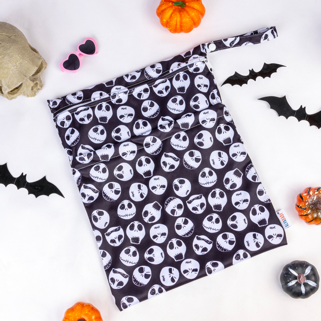 ALVABABY Halloween Wet Bag with Two Zippered Pockets Skull(L-YA132)