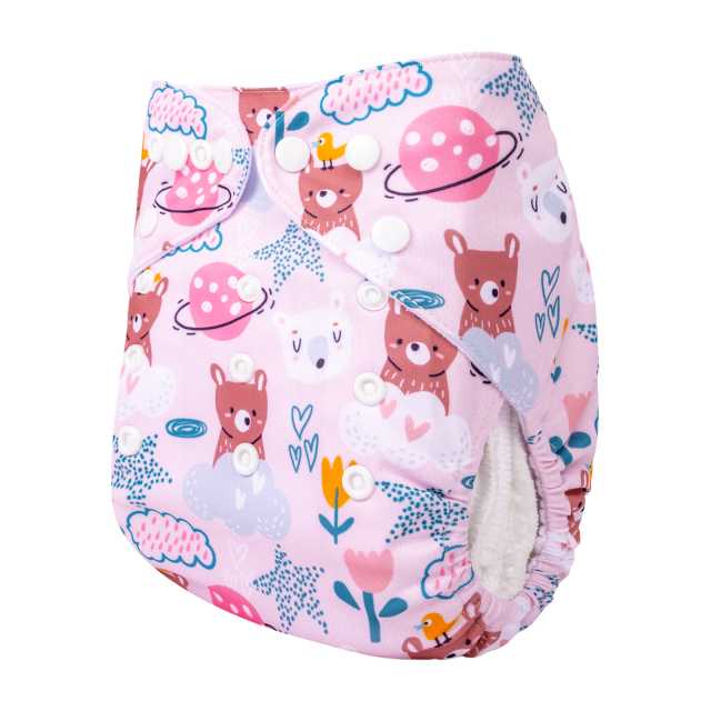 ALVABABY One Size Positioning Printed Cloth Diaper-(YDP208A)