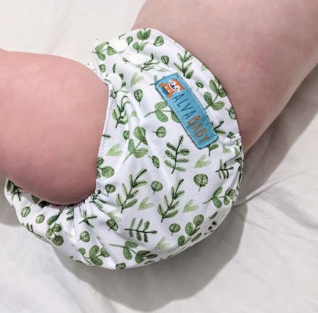 ALVABABY One Size Print Pocket Cloth Diaper -Green leaf(H187A)