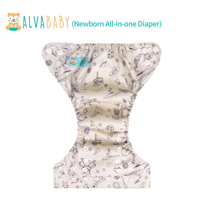 Newborn all In One Diaper with Pocket Sewn-in one Newborn 4-layer Bamboo blend insert-Planet (SAO-H132A)