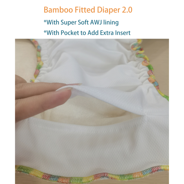 ALVABABY 2.0 Bamboo Fitted Diaper with AWJ Lining with Pocket Pink(FT03)