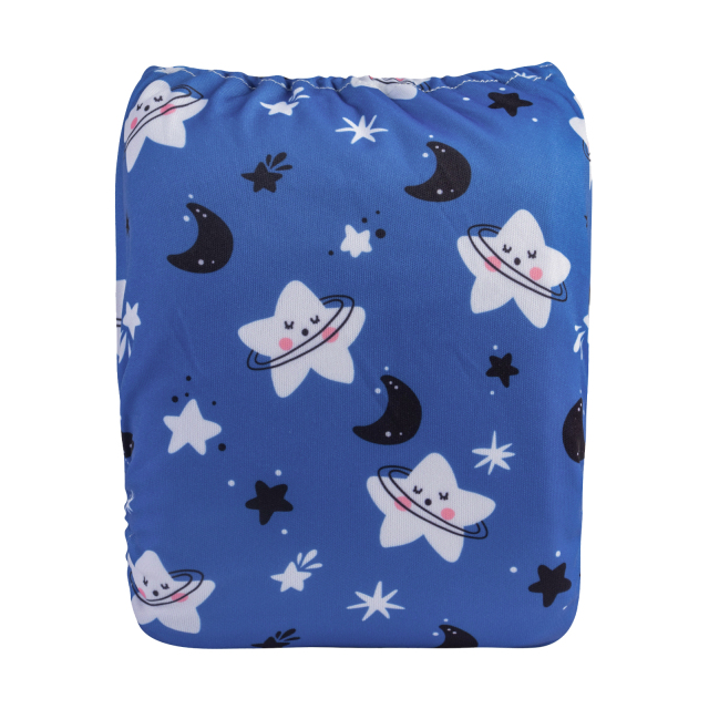 ALVABABY One Size Print Pocket Cloth Diaper-Star and Moon(H446A)