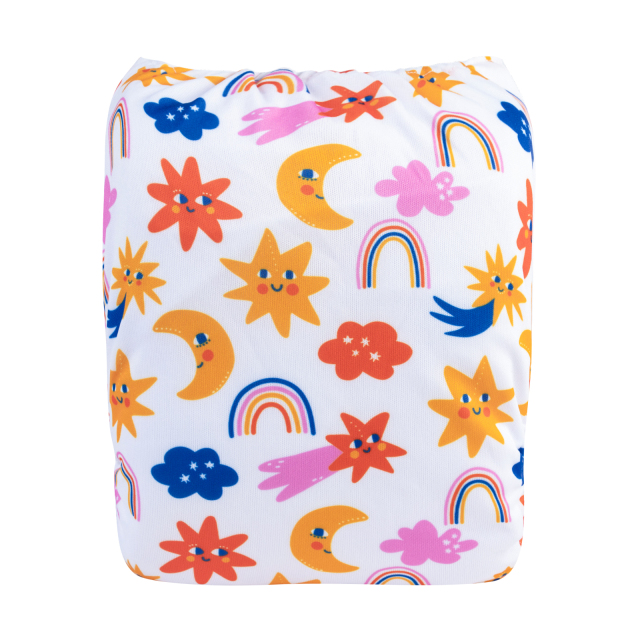 ALVABABY One Size Print Pocket Cloth Diaper-Star and Moon(H445A)