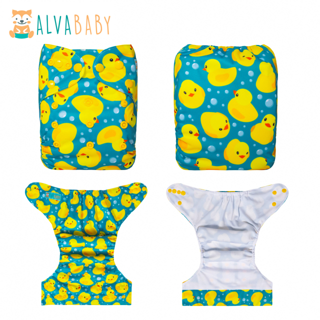 ALVABABY AWJ Lining Cloth Diaper with Tummy Panel for Babies -Duck(WJT-H114A)