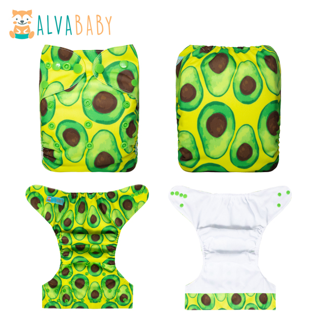 ALVABABY AWJ Lining Cloth Diaper with Tummy Panel for Babies -Avocado(WJT-H400A)