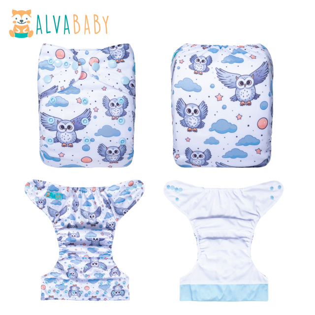 ALVABABY AWJ Lining Cloth Diaper with Tummy Panel for Babies -Hawk(ED16A)