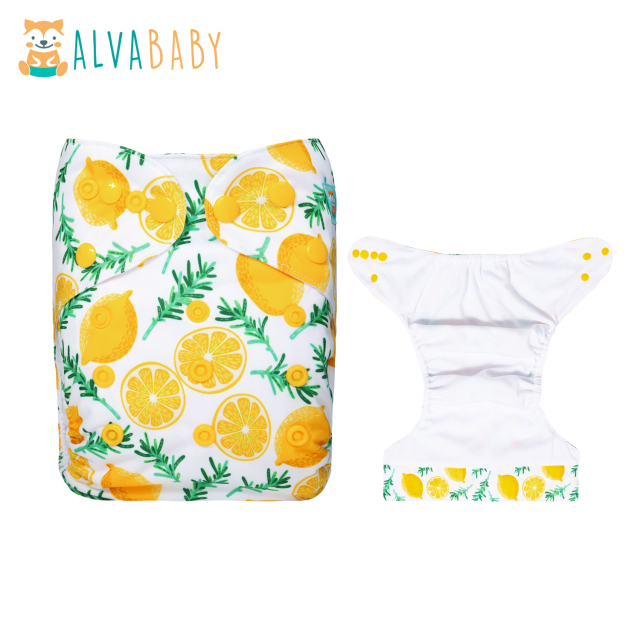ALVABABY AWJ Lining Cloth Diaper with Tummy Panel for Babies -Lemon(WJT-H179A)
