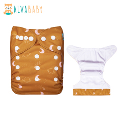 ALVABABY AWJ Lining Cloth Diaper with Tummy Panel for Babies -Moon(WJT-H443A)