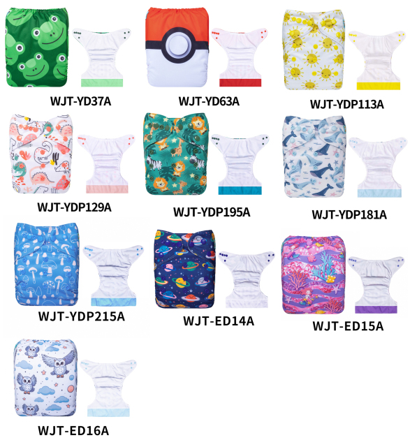 (All patterns)ALVABABY AWJ Diaper with Tummy Panel and come with 4 layers bamboo insert