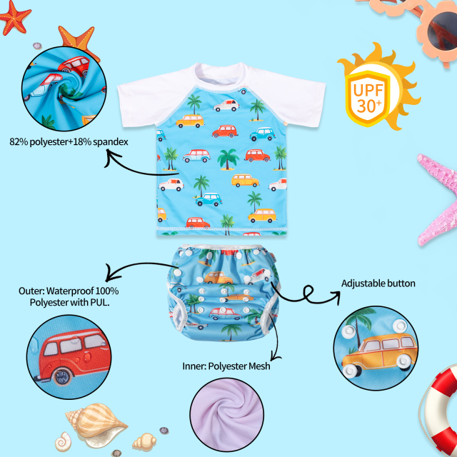 ALVABABY Toddler Baby Boy Summer Swim Suit, Infant Bathing Suit Swimwear,Tankini Swimwear (SWCJ03A)