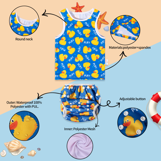 ALVABABY Toddler Baby Boy Summer Swim Suit, Infant Bathing Suit Swimwear Sleeveless,Tankini Swimwear (11)