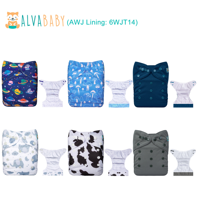 (Facebook Live) 6PCS AWJ Diapers with Tummy Panels with 6pcs 4-layer-bamboo-inserts