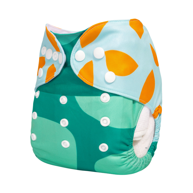 ALVABABY One Size Positioning Printed Cloth Diaper-Turtle(YDP226A)