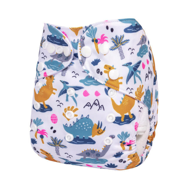 ALVABABY One Size Positioning Printed Cloth Diaper-Dinosaur(YDP229A)