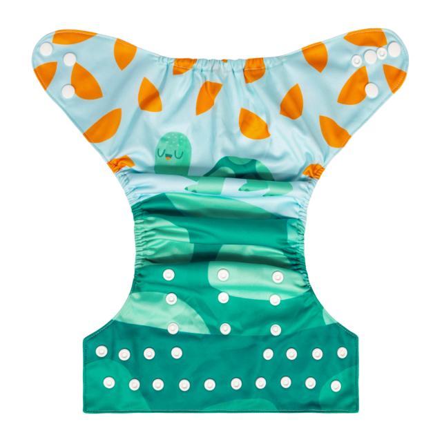 ALVABABY One Size Positioning Printed Cloth Diaper-Turtle(YDP226A)
