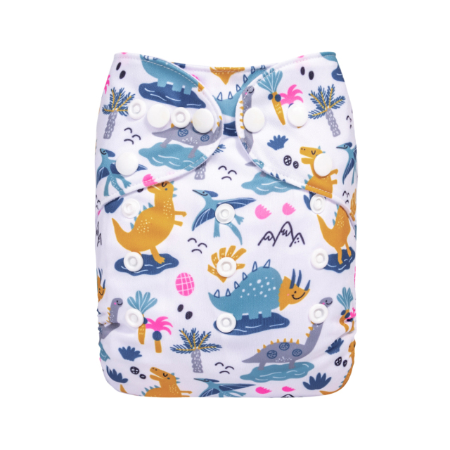 ALVABABY One Size Positioning Printed Cloth Diaper-Dinosaur(YDP229A)