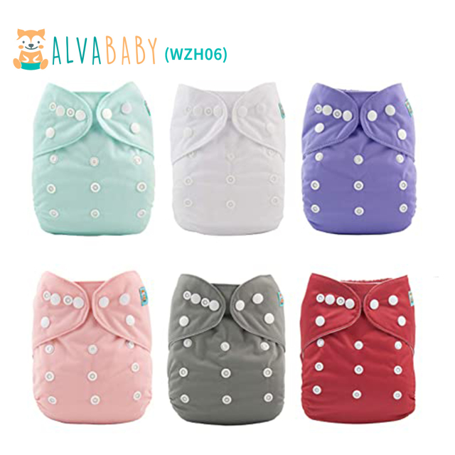 (All Packs)Baby Cloth Diapers 6 Pack with 6 Microfiber Inserts One Size Adjustable Washable Reusable for Baby Girls and Boys