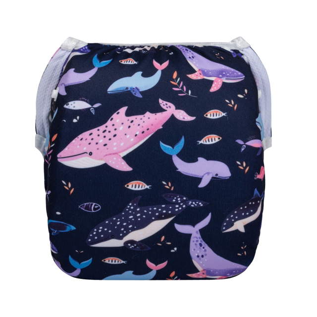 ALVABABY One Size Positioning  Printed Swim Diaper -Sharks(SWD-BS99A)