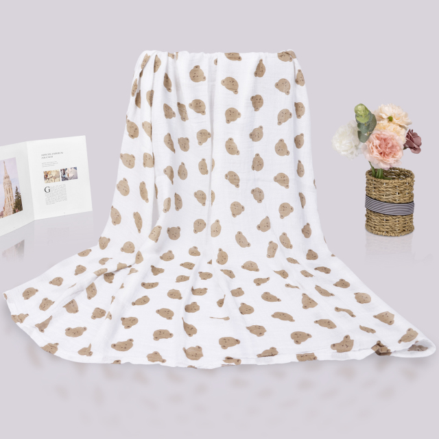 Bamboo Cotton Muslin Swaddle Blankets Swaddle Wrap Receiving Blankets 2 Layers Baby Muslin Blankets for Boys and Girls