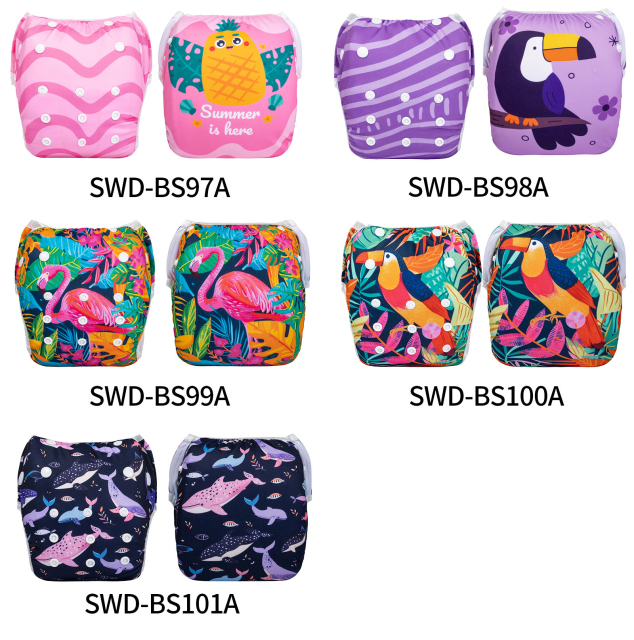 (Multi-Packs) One Size Positioning  Printed Swim Diaper