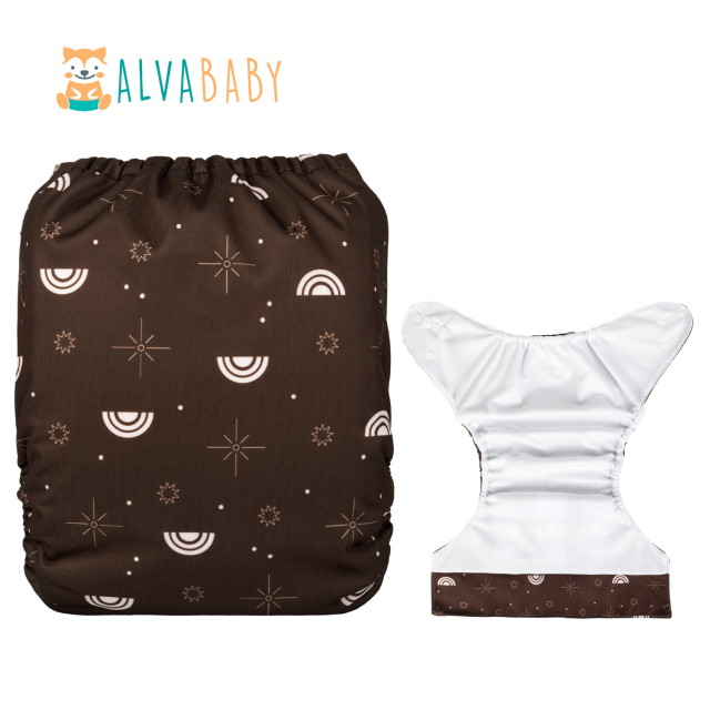 ALVABABY AWJ Lining Cloth Diaper with Tummy Panel for Babies -Rianbow (WJT-EW10A)