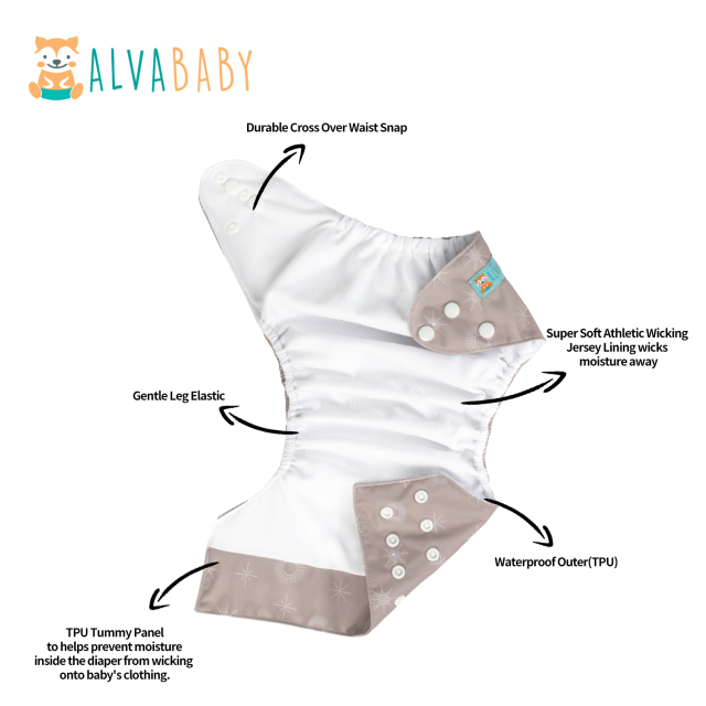 ALVABABY AWJ Lining Cloth Diaper with Tummy Panel for Babies  (WJT-EW13A)